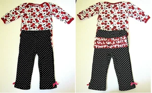 BabyGear 6-9 Monate Herz Blumen Top Leggings Outfit marineblau Mädchen Baby Set Strick  - Bild 1 von 8