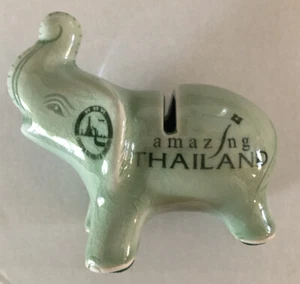 Green ~ Baan Celadon ~ Ceramic Elephant Figurine Vintage Rare ~ Thailand ~ NEW ! - Picture 1 of 13