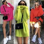 Women Neon Lime Oversize Xmas Jumper Dress Sweater Knit Top Lounge Wear Party UK