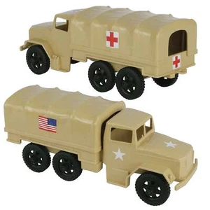 BMC TM-67942 "TIMMEE Plastic Army Men 2-1/2 Ton Trucks (2) TAN" 1/35 Vehicles - Picture 1 of 5