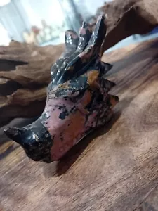 Hermosa cabeza de dragón de rodonita tallada a mano (1) - Imagen 1 de 2