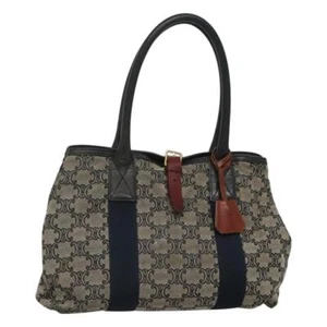 CELINE Macadam Canvas Tote Bag Gray Navy Auth 117746 - Picture 1 of 22