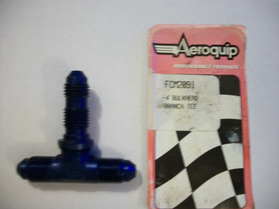 AEROQUIP FCM 2091,-4 AN X -4 AN X -4AN BULKHEAD BRANCH TEE FITTING BLUE ANODIZED - Image 1 of 1