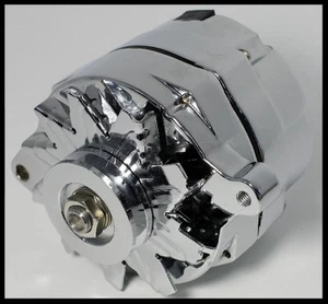 GM CHROME 120 AMP 10SI 1 ONE OR 3 THREE WIRE SBC BBC CHEVY ALTERNATOR S-3902 - Picture 1 of 3