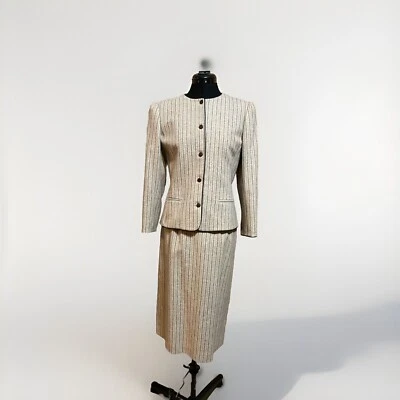 Traje Vintage Mujer Lana 2 Piezas Blazer Chaqueta Falda Mañana Mady Negocios Foto 1 de 4