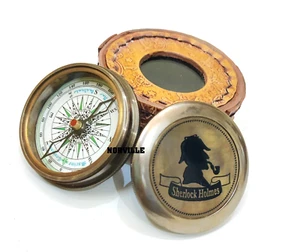 Brass Compass Sherlock Holmes Vintage Poem Compass For Maritime Nautical Gift - Picture 1 of 7