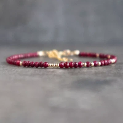 Pulsera Rubí Mujer, Regalo Piedra Natal Julio, Amor Romántico Aniversario Joyería Foto 1 de 4