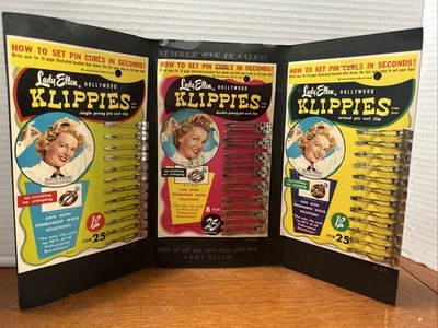 3 prendedores vintage 1957 Lady Ellen Hollywood Klippies pines para rizar alfileres para peinar Foto 1 de 4