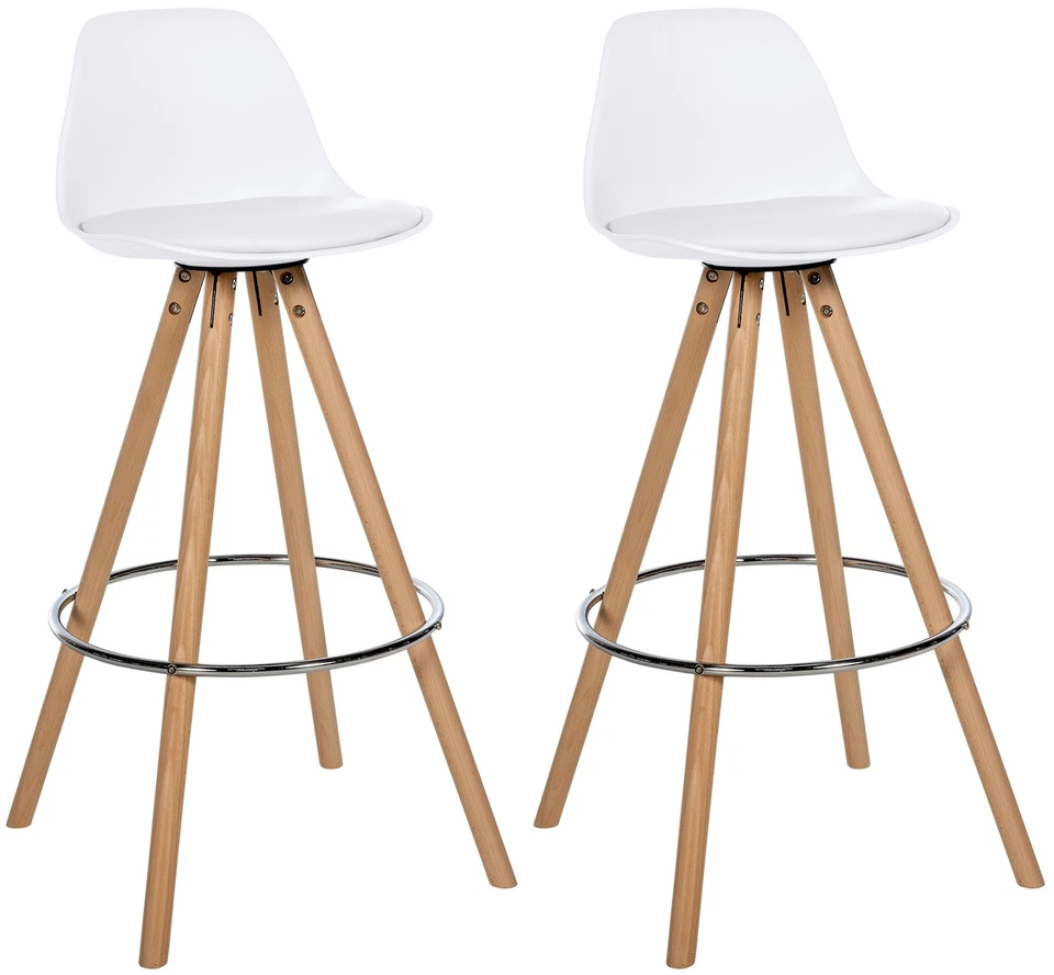 #Lage572 2x Barhocker Corbin Kunstleder Rund natura weiß Küchenhocker Hocker - Bild 1 von 1