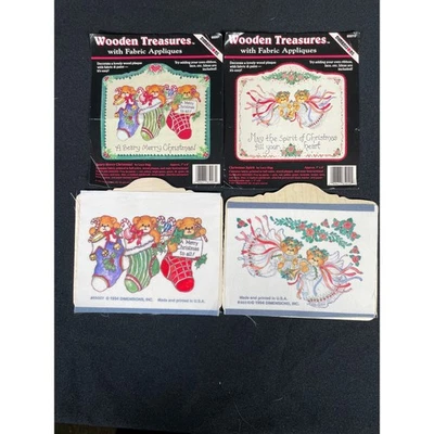 3 Dimensiones Osos Tesoros de Madera con Apliques de Tela 2 Navidad 1 Amigos Foto 1 de 4