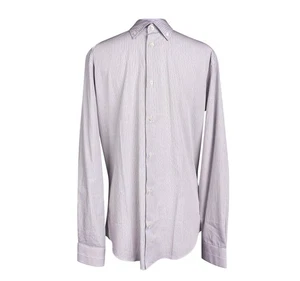 Hermes Men's Shirt Cotton Grey w/ Red/Blue Pin Stripe Shirt 39 / 15.5 New  - Picture 1 of 11