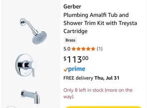 Gerber Amalfi D511030TC Tub and Shower Trim Package - Chrome New - Picture 1 of 6