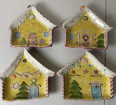 Десертная тарелка Laurie Gates ПРАЗДНИЧНЫЕ УГОЩЕНИЯ 7,5 дюйма желтый пряничный домик цветная - Изображение 1 из 4