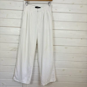 HOLLISTER Trousers Womens Size Medium White Linen Blend Wide Leg Livvy Summer - Picture 1 of 9