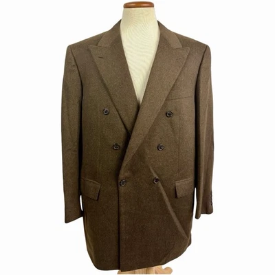 Blazer masculino Brioni marrom cashmere peito duplo tamanho 48L - Imagem 1 de 4