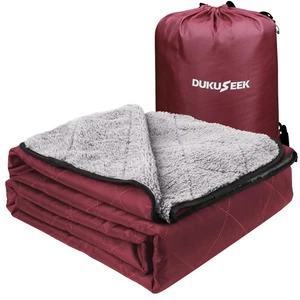 Outdoors Waterproof Throw Blanket with Hood, 79”x 59” Sherpa Fleece Stadium W... - Picture 1 of 7