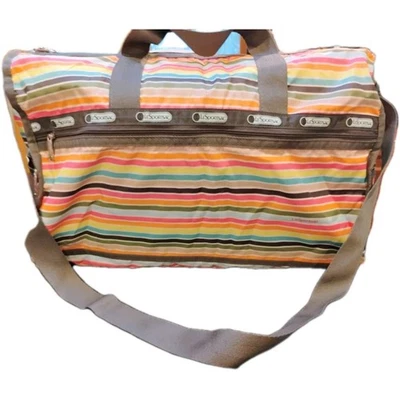 Lesportsac Tote -  Multicolor Striped Print -  Large - Hand & Shoulder Straps - Image 1 of 4