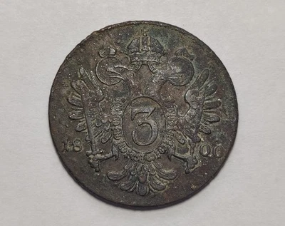 Moneda de cobre Austria 1800 - 3 cruceros - Grandes detalles Foto 1 de 3