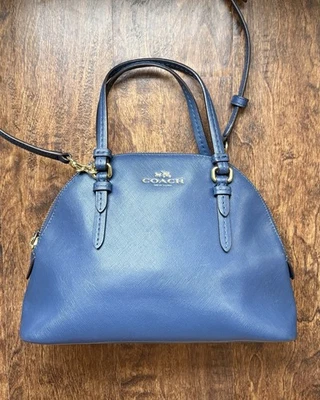 Bolso de mano Coach Peyton mini abovedado bandolera de cuero F32582 azul pavo real Foto 1 de 4