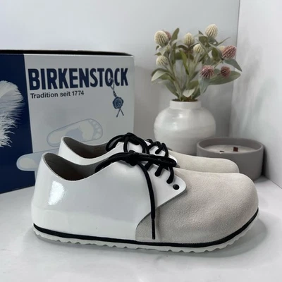 Zapato Birkenstock Maine charol gamuza blanco calce regular mujeres 11/hombres 9 nuevo con caja Foto 1 de 4