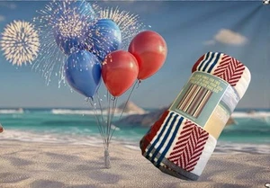 Toalla de playa de algodón Costco para dos 72" x 84" rojo blanco azul patriótico ¡Envío gratuito! - Imagen 1 de 4
