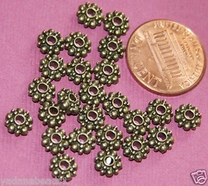 25 Flower Spacer Beads 6x3mm - available in 3 colors - Picture 1 of 11