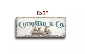 Easter Decor Vintage | Cottontail And Company Sign Wall Art | Easter Bunny 8x3" - Picture 1 of 1