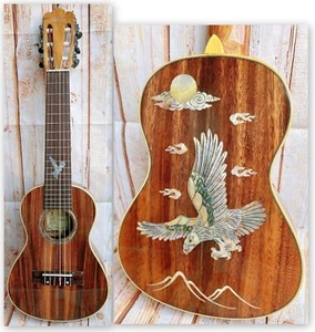 Alulu Solid Acacia Koa Tenor Guitarlele classical head type Eagle inlaid, HU1228 - Picture 1 of 18