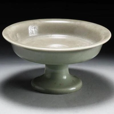 Placa de pé chinesa da dinastia Qing Longquan Celadon / H 9,4 [cm]/ placa Ming Yuan - Imagem 1 de 4