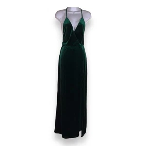 XS TOBI GREEN VELOUR GOWN FORMAL SLEEVELESS EVENT STRETCH - Picture 1 of 14