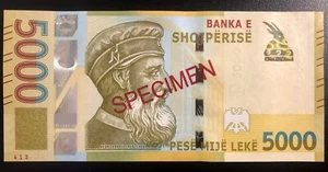 NUEVO Albania 5000 Leke 2017 MUESTRA. UNC - Imagen 1 de 2