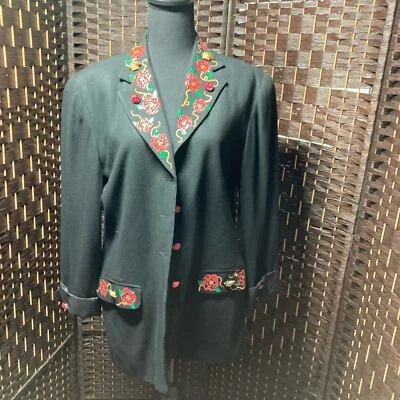 Blazer vintage Finity talla 14 negro pintado a mano celebración vacaciones usado Foto 1 de 4