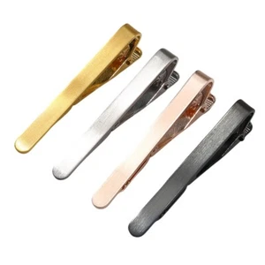 4 Pack Men Solid Metal Tie Clip Wedding Business Necktie Pin Clip Clasp With Box - Picture 1 of 7