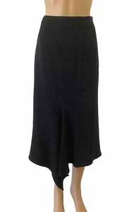 Falda midi Max Mara Italia negra dobladillo asimétrico cremallera lateral talla 10 negra - Imagen 1 de 15