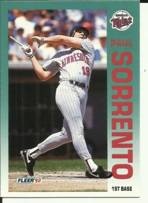 1992 Fleer Baseball Card #218 Paul Sorrento TWINS - Image 1 of 2