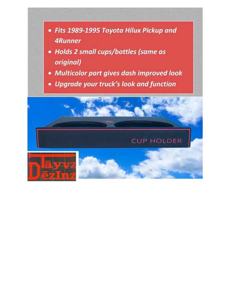 Portavasos, camioneta Toyota Hilux 1989-1995 y 4Runner con 5 velocidades Foto 1 de 4