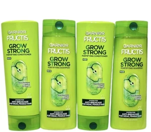 2 Sets Garnier Fructis 12-12.5 fl. oz. Grow Strong Apple Shampoo & Conditioner - Bild 1 von 2