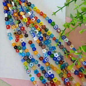 48pcs 8mm Mixed FLOWER Millefiori Glass Beads Lampwork Jewellery Bracelet AUS - Picture 1 of 8