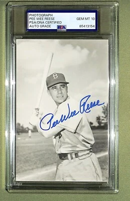 Pee Wee Reese Signed Original EF Collins Photo HOF Brooklyn Dodgers PSA 10 Auto - Image 1 of 2