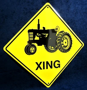 TRACTOR Xing -*US MADE* Embossed Metal Sign - Barn Man Cave Garage Bar Pub Decor - Picture 1 of 9