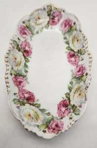 Vintage Wurttemberg Porcelain White Pink Floral Scalloped Trinket Dish - Bild 1 von 10