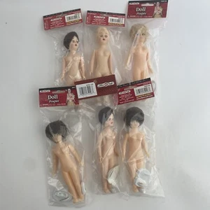 Lot Of 6 Fibre Crafts Dolls 7" With Shoes & Stand Working Sleep Eyes Vintage NOS - Picture 1 of 9