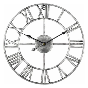RELOJ DE PARED JARDÍN ROMANO GRANDE INTERIOR EXTERIOR NÚMEROS GIGANTES CARA ABIERTA METAL 60CM - Imagen 1 de 27