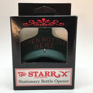 "Abridor de botellas estacionario The Starr ""X"" nuevo en caja barra de metal, cueva del hombre, verde - Imagen 1 de 6