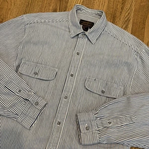 Camicia vintage Eddie Bauer con bottoni uomo media righe hickory manica lunga vintage - Foto 1 di 10