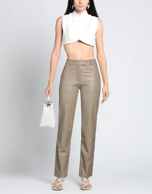 RRP €1230 COMMON LEISURE Leather Straight Trousers FR34 US2 UK6 XS High Waist — 第 1/4 张图片