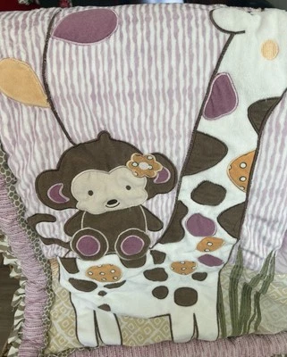 Manta bebé Cocalo cebra mono elefante jirafa bordes con volantes animales de lana Foto 1 de 4