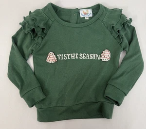 Busy Bees Smocks Green Christmas Shirt Long Sleeve Toddler Girls Size 2T - Picture 1 of 8