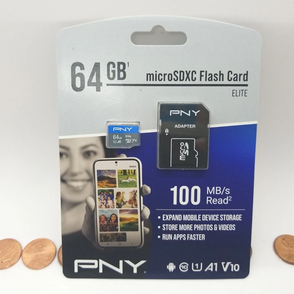 PNY P-SDU64GV11100ELMA-GE 64GB Elite Class 10 U1 microSDHC Flash Memory Card (7) - Image 1 of 2