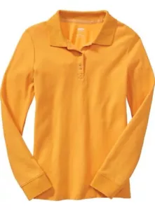 NWT Old Navy Sun Flare Gold Uniform Girls' Long Sleeve Pique Polo Size S 6-7 - Picture 1 of 4